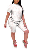 Pink Fashion Casual adult Patchwork Tie Dye Two Piece Suits pencil Short Sleeve Two Pieces