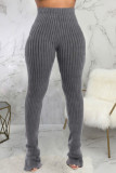 Red Fashion Casual Adult Pit Article Fabrics Solid Slit Skinny Bottoms
