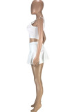 Red Casual Sportswear Solid Basic U Neck Sleeveless Two Pieces