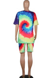 White Fashion Casual adult Ma'am Print Character Two Piece Suits Straight Short Sleeve Two Pieces