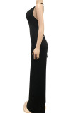 Black Milk. Fashion Sexy adult Ma'am Tank Sleeveless Square Step Skirt Floor-Length Solid backless Dresses