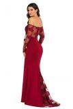 Black Sexy Fashion adult Off The Shoulder Long Sleeves One word collar Mermaid Floor-Length Soli