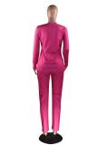 Black adult Active Fashion Casual Lips Print Print Two Piece Suits Solid pencil Long Sleeve Two