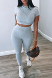 White Casual Solid Patchwork O Neck Long Sleeve Two Pieces