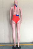 Multicolor Fashion Sexy Patchwork Hollowed Out Backless Swimwears