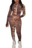 White Fashion Sexy Adult Patchwork Print Patchwork O Neck Long Sleeve Regular Sleeve Regular Two Pieces