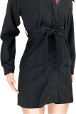 White Turndown Collar Zippered Bandage Solid Pure Long Sleeve Coats & Cardigan