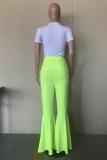 Orange Elastic Fly High Asymmetrical Draped Solid Boot Cut Pants Pants