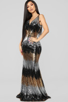 As Show Sexy Tank Short Sleeves V Neck Step Skirt Floor-Length Print Club Dresses