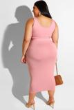 Black Fashion adult Sexy O Neck Bandage Two Piece Suits Solid