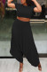 Black Fashion Casual Solid Basic O Neck Short Sleeve Two Pieces