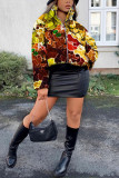 Multicolor Fashion Casual Print Basic Mandarin Collar Outerwear