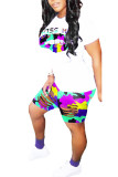 Camouflage Milk Silk Fashion Sexy adult Ma'am Camouflage Two Piece Suits pencil Short Sleeve Two Pieces