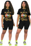 White Fashion Casual adult Letter Patchwork Two Piece Suits Lips Print Straight Short Sleeve Two Pieces