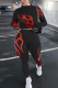 Black Casual Print Patchwork Half A Turtleneck Long Sleeve Two Pieces