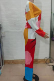 Red Fashion Casual Print Basic O Neck Long Sleeve Two Pieces
