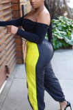 Black Casual Solid Patchwork Bateau Neck Long Sleeve Regular Sleeve Short Two Pieces