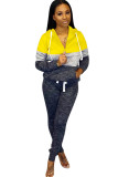 Pink knit Sexy Solid Patchwork Two Piece Suits Straight Long Sleeve Two-piece Pants Set