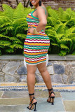 Green Sexy Casual Print Backless U Neck Sling Dress