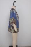 Black Fashion adult Sexy Bat sleeve Half Sleeves O neck Swagger Mini Patchwork Print
