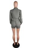 Black Green Fashion Sexy adult Patchwork Print Button Two Piece Suits pencil Long Sleeve Two Pieces