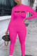 rose red British Style Print Solid O Neck Skinny Jumpsuits
