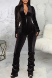 Coffee Sexy Casual Solid Without Belt O Neck Regular Jumpsuits