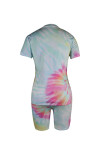 Camouflag Gray Fashion Casual O Neck Tie Dye Plus Size
