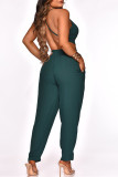 Green Sexy Casual Solid Backless Spaghetti Strap Sleeveless Two Pieces