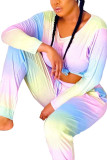 Light Purple Fashion Sexy adult Ma'am Print Two Piece Suits Straight Long Sleeve Two Pieces