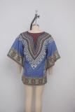 Black Fashion adult Sexy Bat sleeve Half Sleeves O neck Swagger Mini Patchwork Print