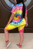White Fashion Casual adult Ma'am Print Character Two Piece Suits Straight Short Sleeve Two Pieces