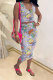 purple Fashion Casual adult Patchwork Print Character Two Piece Suits pencil Sleeveless Two Pieces
