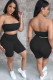 Black Fashion Casual Solid Two Piece Suits pencil Sleeveless Two Pieces