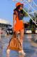 Orange Fashion Sexy adult Patchwork Print Two Piece Suits pencil Short Sleeve Two Pieces