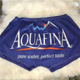 Blue Elastic Fly Low Letter Print Straight shorts Bottoms