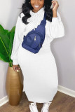 Black Casual Solid Hooded Collar Long Sleeve Two Pieces