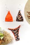 Red Fashion Sexy Patchwork Print Backless Swimwears