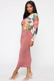 Black Fashion Sexy Print Floral Patchwork Long Sleeve O Neck 
