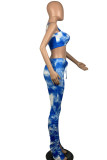 Green Fashion Casual Print Tie Dye Two Piece Suits Boot Cut Sleeveless Two Pieces
