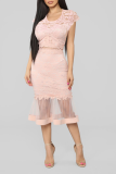 White Sexy Solid Mesh Trumpet Mermaid Dresses