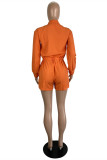 Green Fashion Casual Solid Basic Turndown Collar Regular Romper