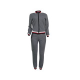 Red Elastic Fly Mid Patchwork pencil Pants Two-piece suit
