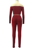 White Fashion Sexy Adult Solid Patchwork Bateau Neck Long Sleeve Regular Sleeve Short Two Pieces
