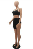 Blue Fashion Sexy Suspender Top And Shorts Two-piece Set