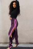 Black Elastic Fly Mid Solid Draped Loose Pants Pants