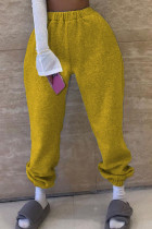 Yellow Elastic Fly Mid Solid Harlan pants Pants Bottoms