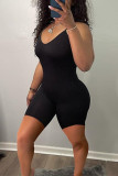 Red Sexy Casual Solid Backless Spaghetti Strap Skinny Romper