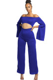 White Sexy Patchwork Solid Ruffled Long Sleeve one word collar Jumpsuits