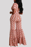 Pink Fashion Casual Print Basic V Neck Regular Jumpsuits